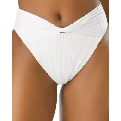 Cheap βοΈ VINCE CAMUTO Ribbed High Leg Twist π Bikini Bottom Ivory π§¨