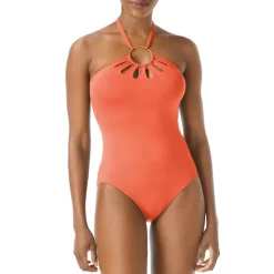 Cheapest π VINCE CAMUTO Ring Cutout Halter One Piece π©± Swimsuit Red Sunset π