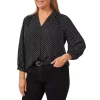 Budget 🎁 VINCE CAMUTO Plus Poetic Dots Blouse Rich Black 🎉