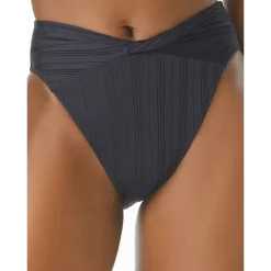 Coupon π VINCE CAMUTO Ribbed High Leg Twist π Bikini Bottom Black π