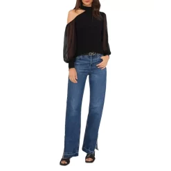 Flash Sale 👏 VINCE CAMUTO Mock Neck Cut Out Shoulder Top Rich Black 🔥 -VINCE CAMUTO Sales unnamed file 86