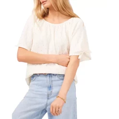 Best Pirce π VINCE CAMUTO Metallic Print Crinkled Top New Ivory π