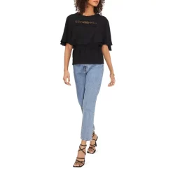 Buy ✔️ VINCE CAMUTO Crochet Trim Peplum Blouse Rich Black 👏 -VINCE CAMUTO Sales unnamed file 893