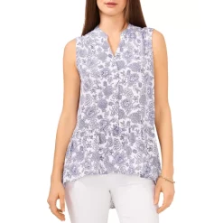 Coupon ✔️ VINCE CAMUTO Floral Button Down Tunic Tank Ultra Whit ✔️
